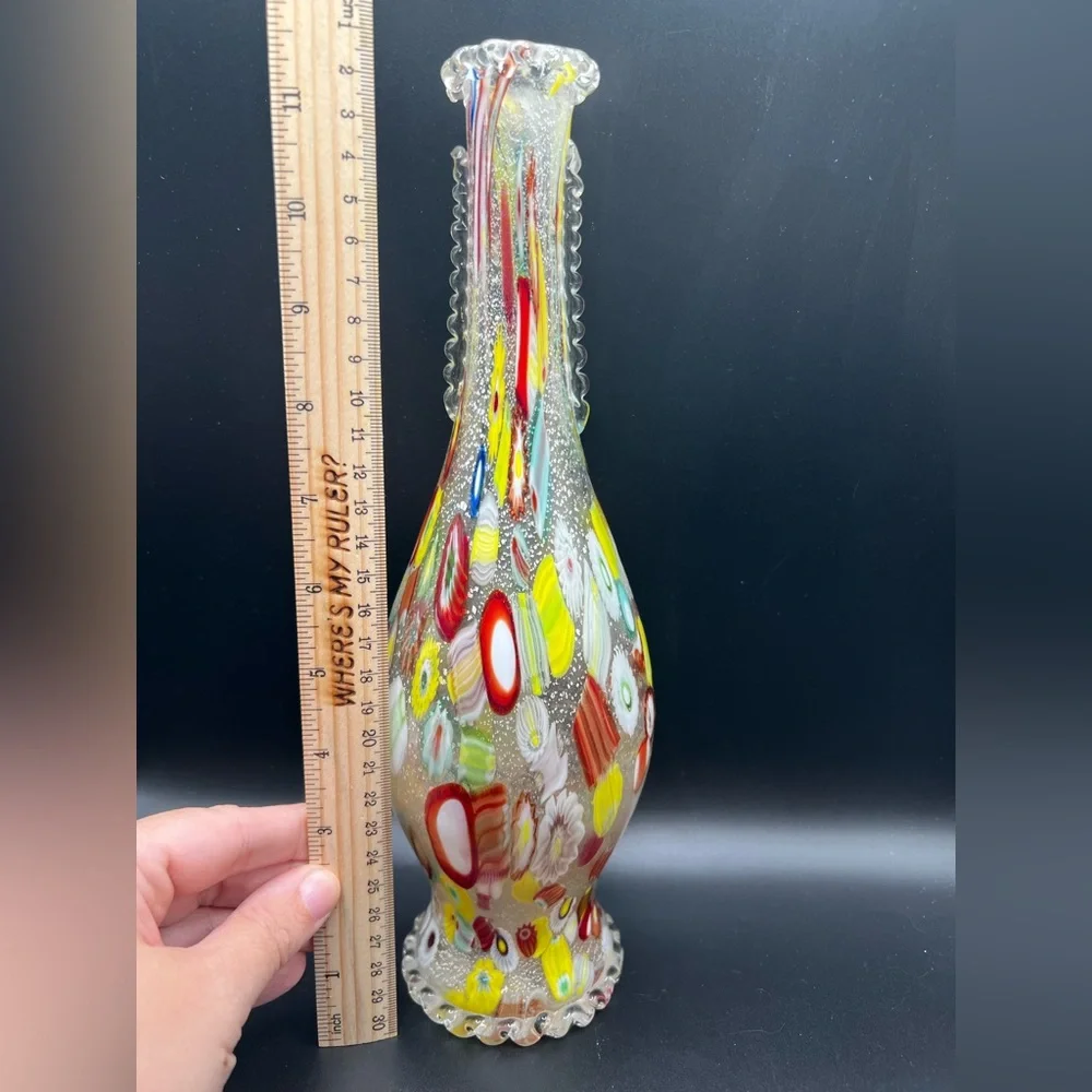 Murano glass millefiori vase or decanter